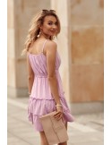 Delicate dress with an envelope neckline, purple PR3200 - Online store - Boutique